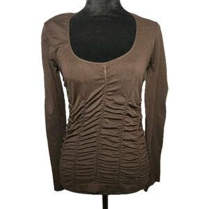 Last Tango Chocolate Rouched Long Sleeve Top Women's Size M/L Layering Fitted